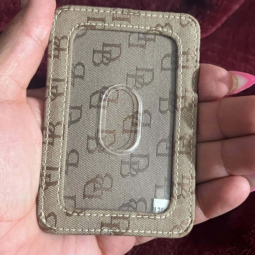 Beige Monogram Phone Card Holder